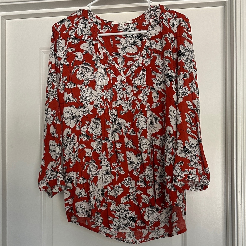 Fun 2 Fun Red Floral Blouse